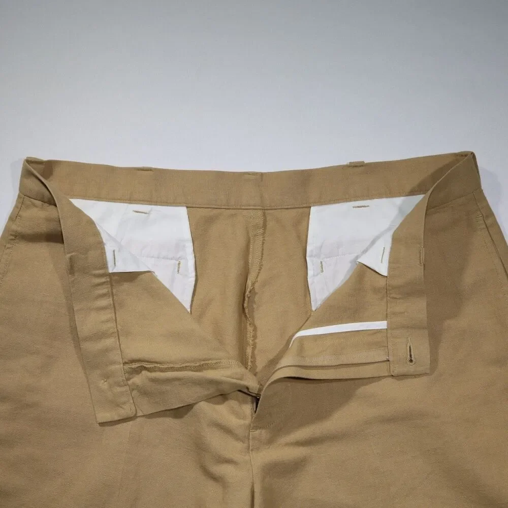 LL Bean Mens 36 Linen Cotton Blend Shorts Flat Front Casual Summer Khaki Tan 8